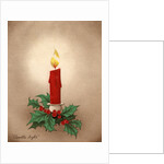 Vintage Illustration of Christmas Candle with Holly by Anonymous