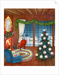 Vintage Illustration of Christmas Tree by Fireplace by Anonymous