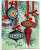 Vintage Illustration of Five Christmas Tree Ornaments by Anonymous