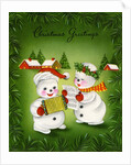 Vintage Illustration of Christmas Snowman Couple by Anonymous