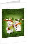 Vintage Illustration of Christmas Snowman Couple by Anonymous