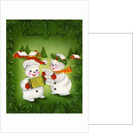 Vintage Illustration of Christmas Snowman Couple by Anonymous