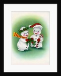 Vintage Illustration of Christmas Snowman Couple by Anonymous