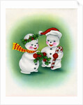 Vintage Illustration of Christmas Snowman Couple by Anonymous
