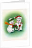 Vintage Illustration of Christmas Snowman Couple by Anonymous