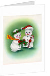 Vintage Illustration of Christmas Snowman Couple by Anonymous