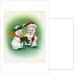 Vintage Illustration of Christmas Snowman Couple by Anonymous