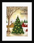 Vintage Illustration of Christmas Tree in a Town Square by Anonymous