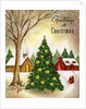 Vintage Illustration of Christmas Tree in a Town Square by Anonymous