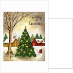 Vintage Illustration of Christmas Tree in a Town Square by Anonymous