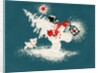 Vintage Illustration of Christmas Snowman with Tree by Anonymous