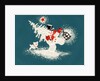 Vintage Illustration of Christmas Snowman with Tree by Anonymous