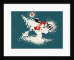 Vintage Illustration of Christmas Snowman with Tree by Anonymous