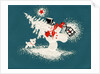 Vintage Illustration of Christmas Snowman with Tree by Anonymous