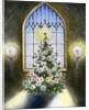 Vintage Illustration of Christmas Tree by a Church Window. by Anonymous