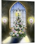 Vintage Illustration of Christmas Tree by a Church Window. by Anonymous