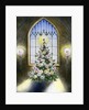 Vintage Illustration of Christmas Tree by a Church Window. by Anonymous