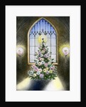 Vintage Illustration of Christmas Tree by a Church Window. by Anonymous