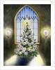 Vintage Illustration of Christmas Tree by a Church Window. by Anonymous