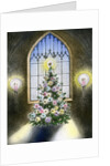 Vintage Illustration of Christmas Tree by a Church Window. by Anonymous