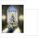 Vintage Illustration of Christmas Tree by a Church Window. by Anonymous
