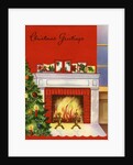 Vintage Illustration of Christmas Tree by Fireplace by Anonymous