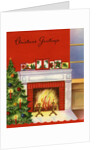 Vintage Illustration of Christmas Tree by Fireplace by Anonymous
