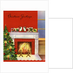 Vintage Illustration of Christmas Tree by Fireplace by Anonymous