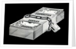 Stack of locked money labeled Corporation Surplus by Anonymous