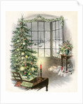Vintage Illustration of Christmas Tree by a Window. by Anonymous