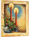 Vintage Illustration of Christmas Candles with Holly by Anonymous