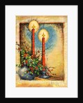 Vintage Illustration of Christmas Candles with Holly by Anonymous