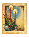 Vintage Illustration of Christmas Candles with Holly by Anonymous