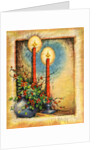 Vintage Illustration of Christmas Candles with Holly by Anonymous