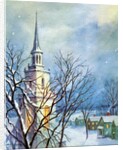 Church Steeple and Small Town at Christmas by Anonymous