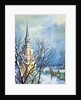 Church Steeple and Small Town at Christmas by Anonymous