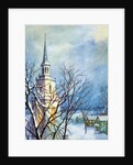 Church Steeple and Small Town at Christmas by Anonymous