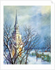 Church Steeple and Small Town at Christmas by Anonymous