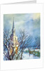 Church Steeple and Small Town at Christmas by Anonymous
