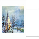Church Steeple and Small Town at Christmas by Anonymous