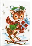 Vintage Illustration of a Christmas Reindeer on Skiis by Anonymous