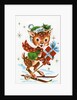 Vintage Illustration of a Christmas Reindeer on Skiis by Anonymous