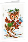 Vintage Illustration of a Christmas Reindeer on Skiis by Anonymous