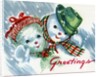 Vintage Illustration of Christmas Snowman Couple by Anonymous