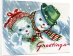 Vintage Illustration of Christmas Snowman Couple by Anonymous