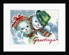 Vintage Illustration of Christmas Snowman Couple by Anonymous