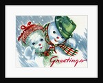 Vintage Illustration of Christmas Snowman Couple by Anonymous