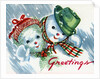 Vintage Illustration of Christmas Snowman Couple by Anonymous