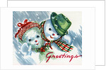 Vintage Illustration of Christmas Snowman Couple by Anonymous