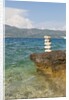 Stack of pebbles on cliff, Lumbarda, Korcula island, Croatia by Anonymous